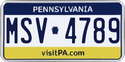 PA license plate MSV4789