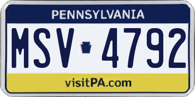 PA license plate MSV4792