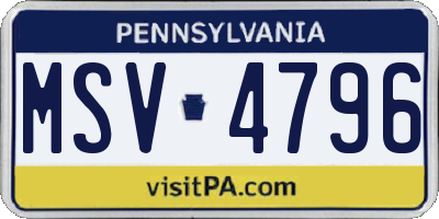 PA license plate MSV4796