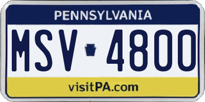 PA license plate MSV4800