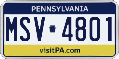 PA license plate MSV4801