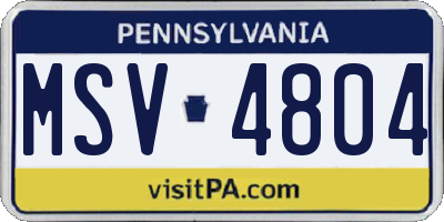 PA license plate MSV4804