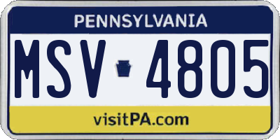 PA license plate MSV4805