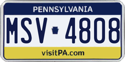 PA license plate MSV4808