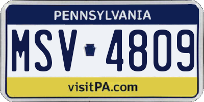 PA license plate MSV4809