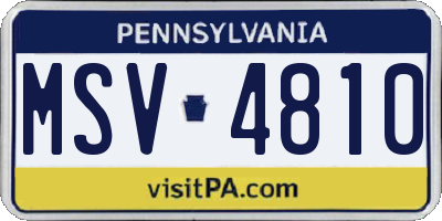 PA license plate MSV4810