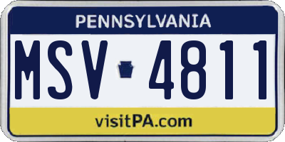PA license plate MSV4811