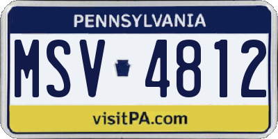 PA license plate MSV4812
