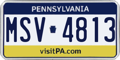 PA license plate MSV4813