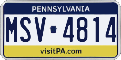 PA license plate MSV4814