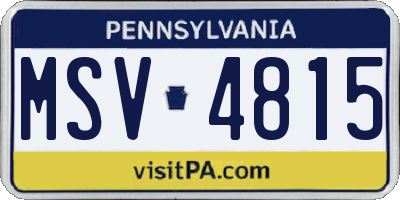 PA license plate MSV4815