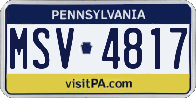 PA license plate MSV4817