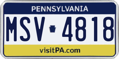 PA license plate MSV4818