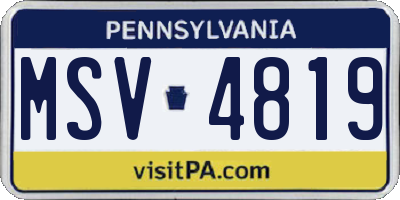 PA license plate MSV4819