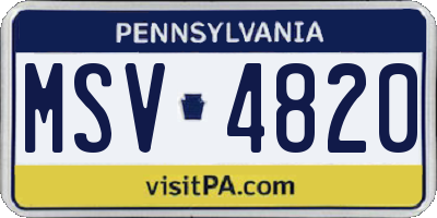 PA license plate MSV4820