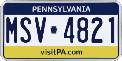 PA license plate MSV4821