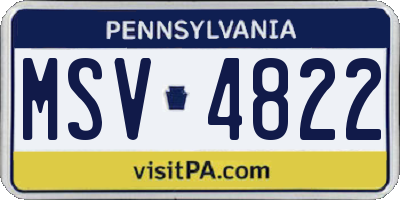 PA license plate MSV4822