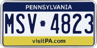 PA license plate MSV4823