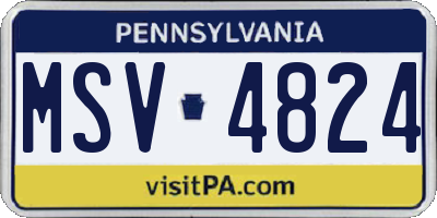 PA license plate MSV4824