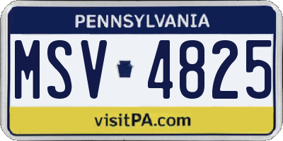 PA license plate MSV4825