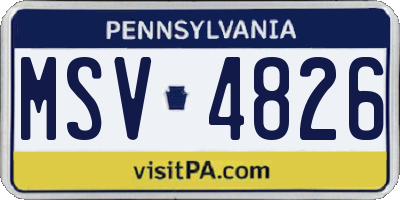 PA license plate MSV4826