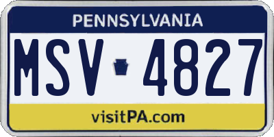 PA license plate MSV4827