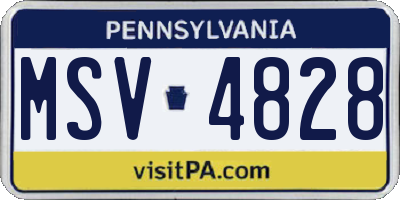 PA license plate MSV4828
