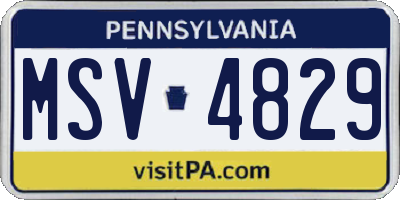 PA license plate MSV4829