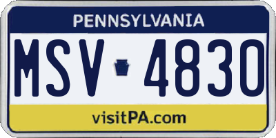 PA license plate MSV4830