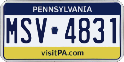 PA license plate MSV4831