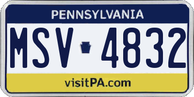 PA license plate MSV4832