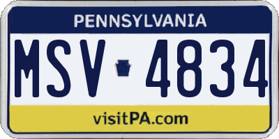 PA license plate MSV4834