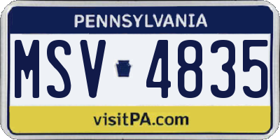 PA license plate MSV4835