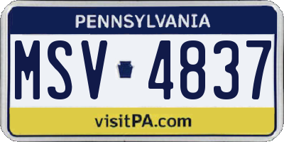 PA license plate MSV4837