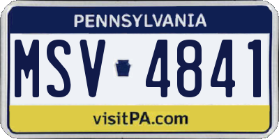 PA license plate MSV4841