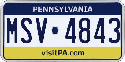 PA license plate MSV4843