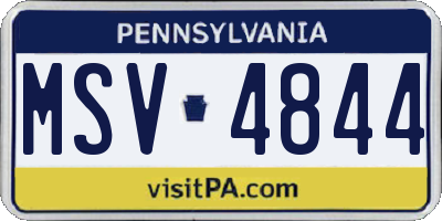PA license plate MSV4844