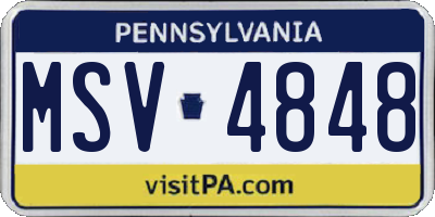 PA license plate MSV4848