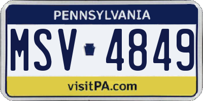 PA license plate MSV4849