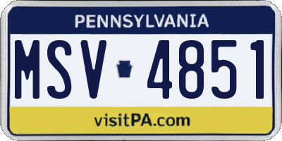 PA license plate MSV4851