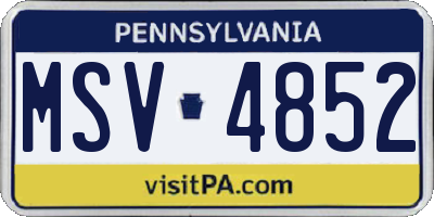 PA license plate MSV4852