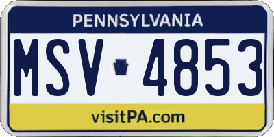 PA license plate MSV4853