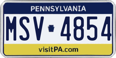 PA license plate MSV4854