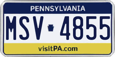 PA license plate MSV4855