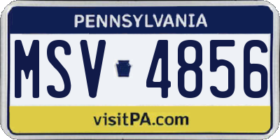 PA license plate MSV4856