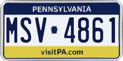 PA license plate MSV4861