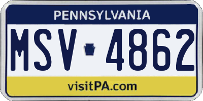 PA license plate MSV4862