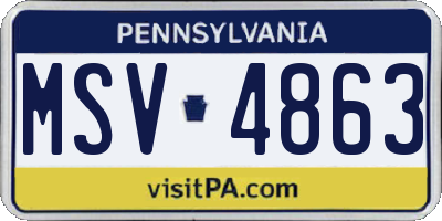 PA license plate MSV4863