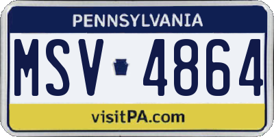 PA license plate MSV4864
