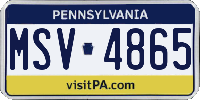 PA license plate MSV4865